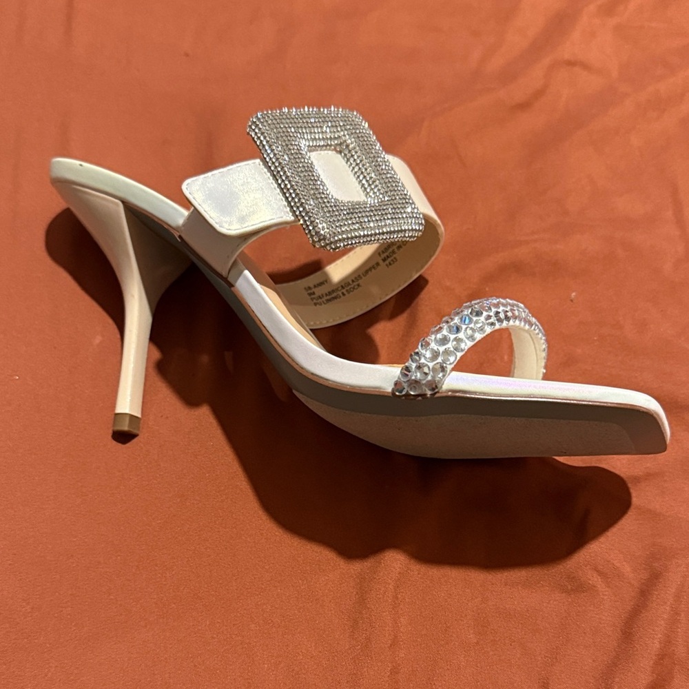 Betsey Johnson Cream Rhinestone Heels - Picture 2 of 2